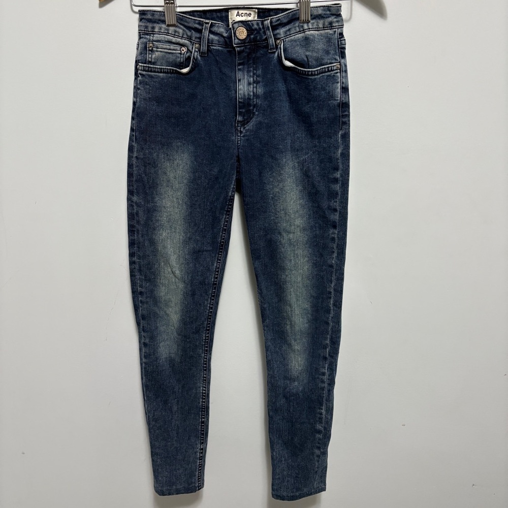 Acne Studios Jeans Womens 26 (Actual 25x26) Skin 5 Ferra Navy Skinny Acid Wash